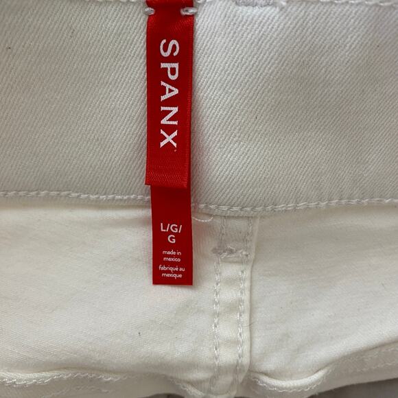 Spanx Seamed Front Wide Leg Jeans Size Large Ecru - Picture 11 of 16